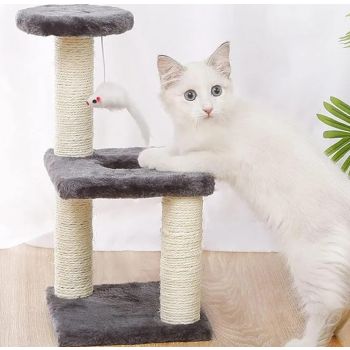  Multi Level Mini Cat Tower With Plush Toy 40*20*20cm-Blue 