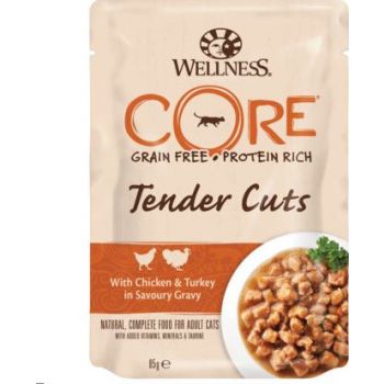  Wellness CORE Tender Cuts with Chicken & Turkey in Gravy Wet Adult Cat Food 85G 