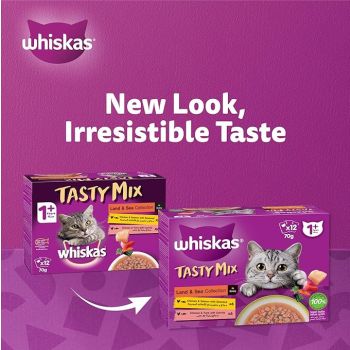  Whiskas Tasty Mix Land &  Sea Collection Wet Cat  Food - 12X70G 