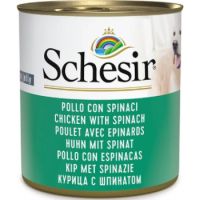 Schesir Dog Wet Food in Jelly Can-Chicken With Spinach 285g