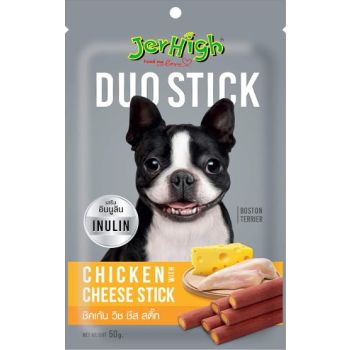  JerHigh 2 Flavor in 1 Stick Dog Treat Duo Chicken with Cheese Snack 50 g 