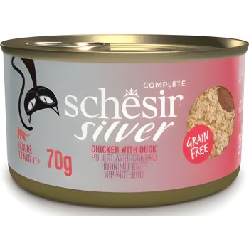  Schesir Silver Chicken with Duck Mousse and Fillets Canned Cat Food - 70 g 
