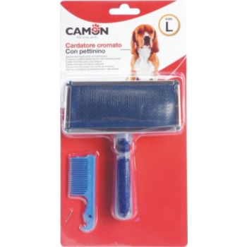  Camon Chrome-Plated Slicker Brush With Comb- Large 