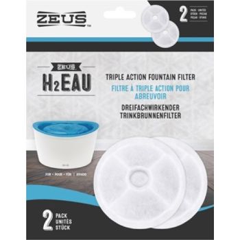  Zeus H2EAU Replacement Triple Action Fountain Filter - 2 pack 