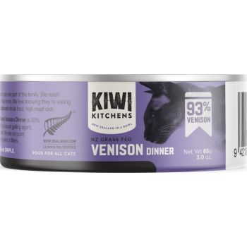  Kiwi Kitchens Grass Fed Venison Dinner Canned Wet Cat Food 85g 