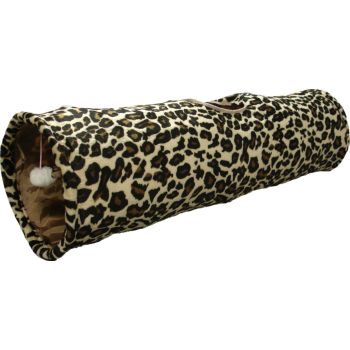  Flamingo Leopard Tunnel with Ball Brown Cat Toy 90x25cm 