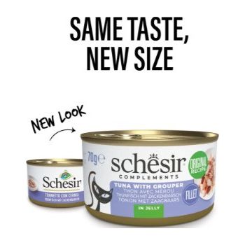  Schesir Complements Cat Wet Food in Jelly Can- Tuna With Grouper 70g 