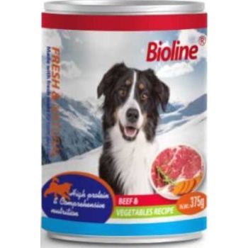  Bioline Canned Dog Wet Food Beef & Vegetables 375g 
