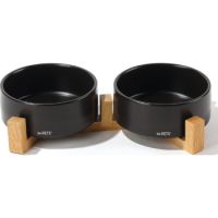 M-PETS OPERA Ceramic Bowls with Bamboo Stand Black 2x350ml