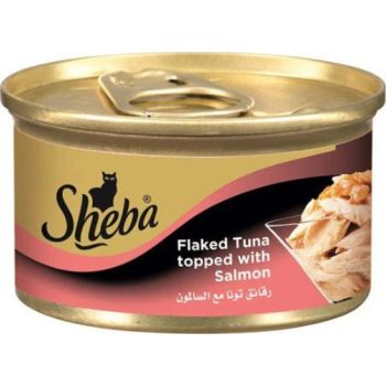  Sheba Flaked Tuna Topped with Salmon Wet Cat Food - 85G 