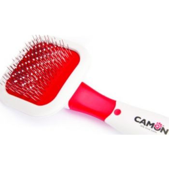  Camon Slicker Brush With Stainless Steel Plastic Coated Pins And Rotating Head (62X62Mm)-Small 