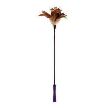  Gigwi Feather Teaser with Natural Plush Tail and TPR Handle (Purple) 
