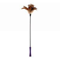 Gigwi Feather Teaser with Natural Plush Tail and TPR Handle (Purple)