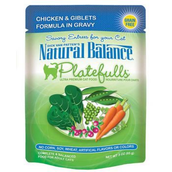  Natural Balance Platefulls Chicken & Giblets Formula in Gravy Cat Pouch x (12 Pcs) 