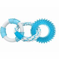 Triple Rings with TPR Spike, Rope & Nylon - Blue (pack of 4)