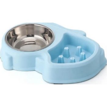  PET SLOW FOOD BOWL WITH STEEL BLUE 