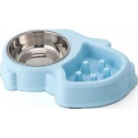 PET SLOW FOOD BOWL WITH STEEL BLUE