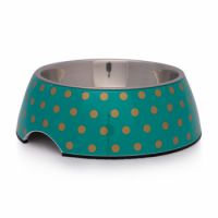 Pawsitiv Round Decal Bowl Polka green Medium