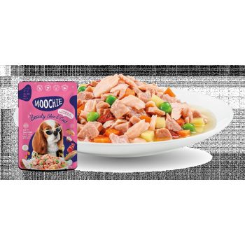  Moochie Dog Wet Food Casserole With Salmon - Beauty Skin & Coat Pouch 85g 