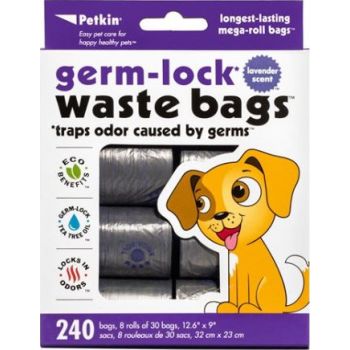  Petkin Germ-Lock Waste Bags Lavender - 240ct 