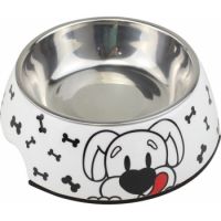 Melamine Bones Dog Stainless Steel bowl with anti-slip circle on the bottom,Volume:160 ml,Size:12*12*4.5 cm