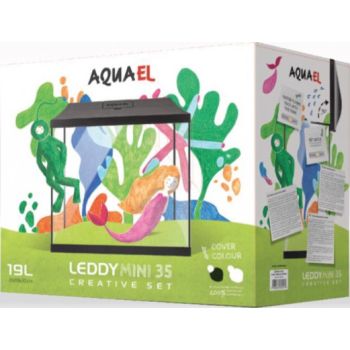  Aquael Aquarium Set Leddy Mini 35 Black  (Aquarium Tank Only) Dimensions ( l/w/h ) :	35/18/30 cm 