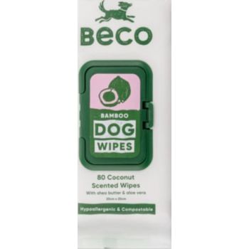  Beco Bamboo Coconut Scented Dog Wipes 80C 