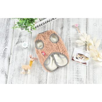  Hong Pet Plush Vest Coat For Pets - Coffee Color Medium 