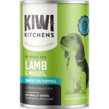  Kiwi Kitchens Grass Fed Lamb & Mussel Dinner Canned Wet Puppy Food 375 