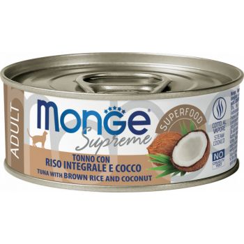  Monge Cat Wet Food Cans Supreme Adult Tuna With Brown Rice And Coconut 80g 