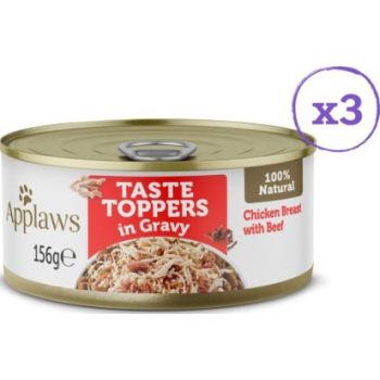  Applaws Taste Toppers in Gravy Chicken Selection Wet Dog Food 8 x 156g Tins 