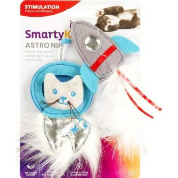  SmartyKat® Astro Nip™ SpaceKat & Rocket 2 Piece Cat Toys With Feathers And Faux Fur 