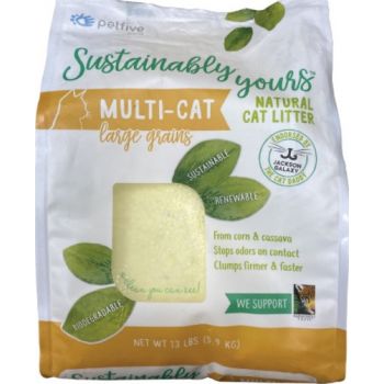  Sustainably Yours Natural Cat Litter Large Grains - 13lb/6 Kgs 