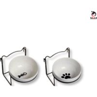 Ceramic Food Bowl With Hanger Black 1PCS