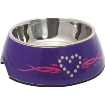  Rogz Purple Chrome Bubble Dog Bowl Medium 17.5cmx6.5cm 