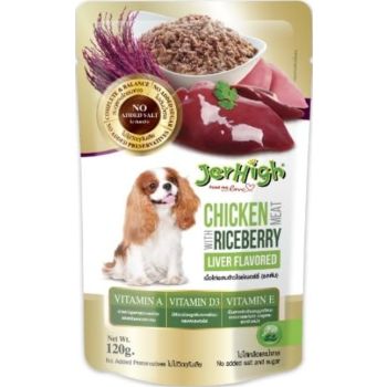  Jerhigh Dog Pouch Chicken With Riceberry (Liver Flavour)120g 