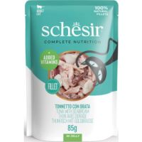 Schesir Complete & Balanced Nutrition Wet Cat Food in Jelly Pouch- Tuna With Seabreem 85g