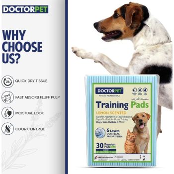  Doctor Pet Lemon Scented Training Pads for Dogs - 30ct - Large - 60 x 60 cm 