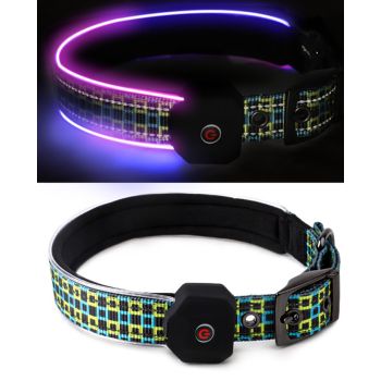  LED Collars (Blue & Green Plaid) (S) 