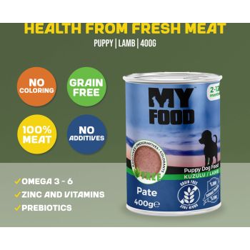  Myfood Dog Wet Food Puppy Lamb 400g 