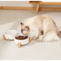 M-PETS OPERA Ceramic Bowls with Bamboo Stand White 2x350ml