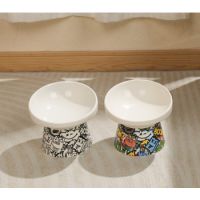 M-PETS Freestyle Tilt’d Raised Ceramic Bowl Black & White 150ml