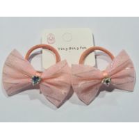Hair Ribbon For Dog And Cat With Shiny Diamond And Elastic  2x Peach