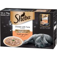 Sheba Fine Wet Cat Food Pouch Chicken & Tuna in Gravy 70G