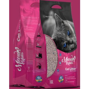  Meow Mates Bentonite Cat Litter - Baby Powder Scent 16L-10kg 