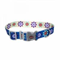 Coastal 1.5" Sublime Dog Collar  Flower Purple and Yellow Large