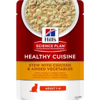  Hill’s SCIENCE PLAN HEALTHY CUISINE Adult Cat Wet Food Stew With Chicken & Added Vegetables Pouch (12x80g) 