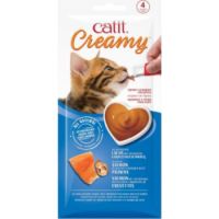 CATIT CREAMY LICKABLE TREATS, ATLANTIC SALMON WITH PRAWNS 4x10g
