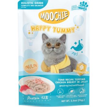  Moochie Tuna Recipe Topping Chicken Breast In Jelly Cat Food for Happy Tummy/Digestion 70g 