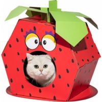 FOFOS Stawberry Cardboard Cat House With Scratching Pad